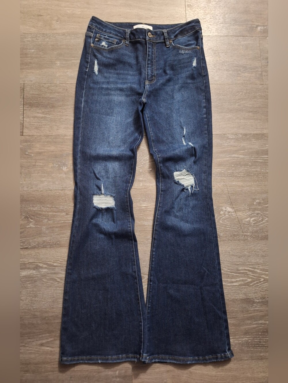 KanCan Dark Blue Distressed Flare Jeans